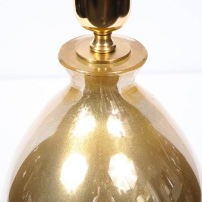 Pair of Modernist Handblown Murano 24kt Gold Fleck Table Lamps