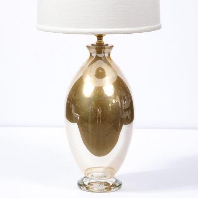 Pair of Modernist Handblown Murano 24kt Gold Fleck Table Lamps