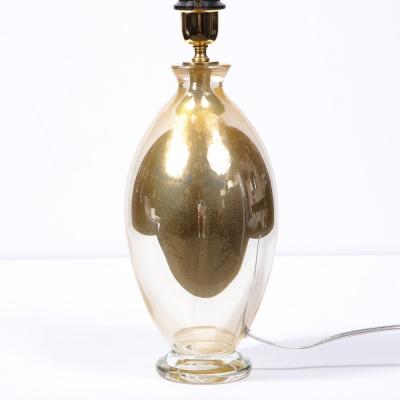 Pair of Modernist Handblown Murano 24kt Gold Fleck Table Lamps