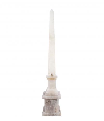 Pair of Modernist Monumental Faceted Hand Carved Rock Crystal Obelisks