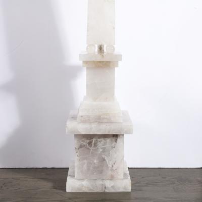 Pair of Modernist Monumental Faceted Hand Carved Rock Crystal Obelisks