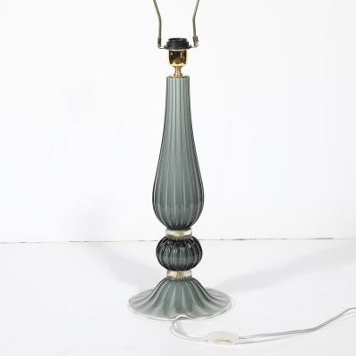 Pair of Modernist Murano Glass Table Lamps in Flint Gray W 24K Gold Flecks