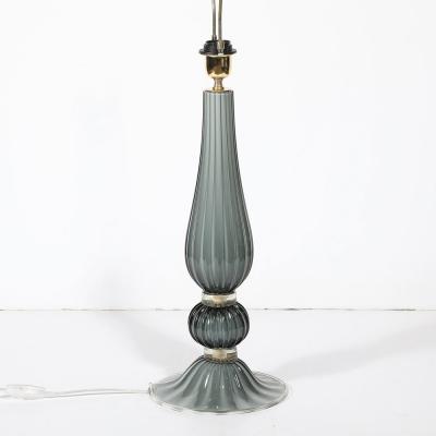 Pair of Modernist Murano Glass Table Lamps in Flint Gray W 24K Gold Flecks