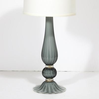 Pair of Modernist Murano Glass Table Lamps in Flint Gray W 24K Gold Flecks