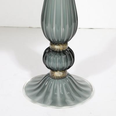 Pair of Modernist Murano Glass Table Lamps in Flint Gray W 24K Gold Flecks