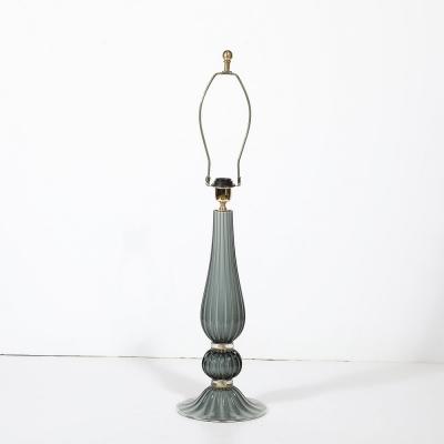 Pair of Modernist Murano Glass Table Lamps in Flint Gray W 24K Gold Flecks