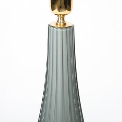 Pair of Modernist Murano Glass Table Lamps in Flint Gray W 24K Gold Flecks