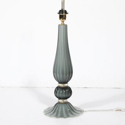 Pair of Modernist Murano Glass Table Lamps in Flint Gray W 24K Gold Flecks