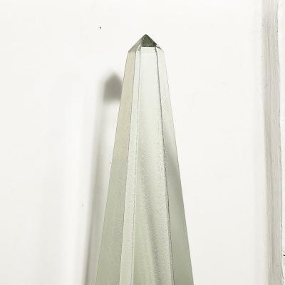 Pair of Modernist Murano Pearlescent Glass w 24K White Gold Obelisk Sconces