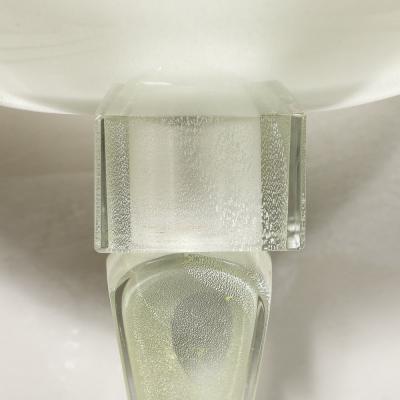 Pair of Modernist Murano Pearlescent Glass w 24K White Gold Obelisk Sconces