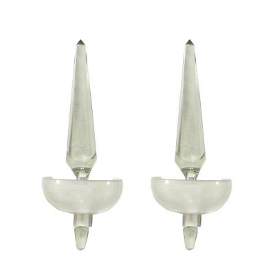 Pair of Modernist Murano Pearlescent Glass w 24K White Gold Obelisk Sconces
