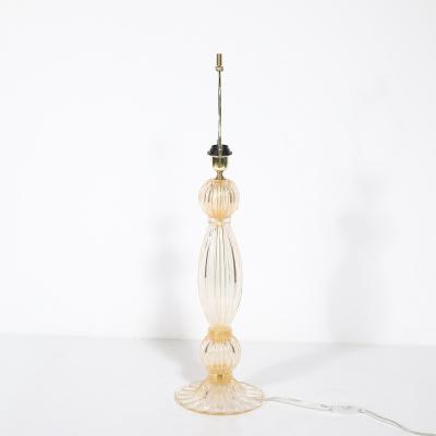 Pair of Modernist Reeded Translucent Glass Table Lamps with 24 karat Gold Flecks