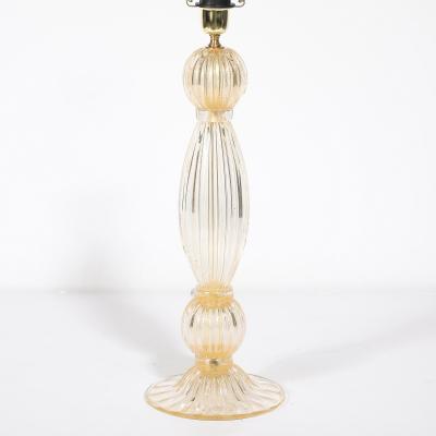 Pair of Modernist Reeded Translucent Glass Table Lamps with 24 karat Gold Flecks