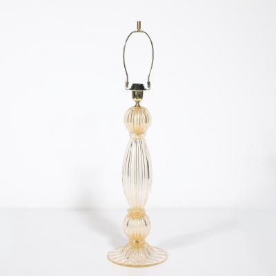Pair of Modernist Reeded Translucent Glass Table Lamps with 24 karat Gold Flecks