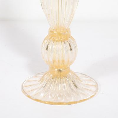 Pair of Modernist Reeded Translucent Glass Table Lamps with 24 karat Gold Flecks