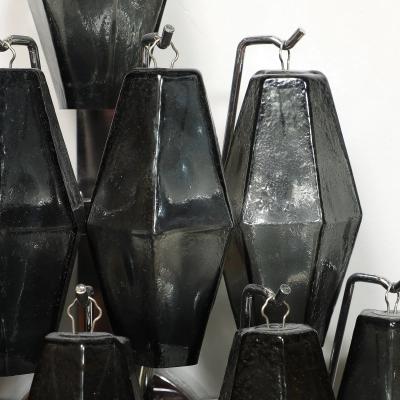 Pair of Modernist Smoked Gray Murano Glass Diamond Form Polyhedral Wall Sconces