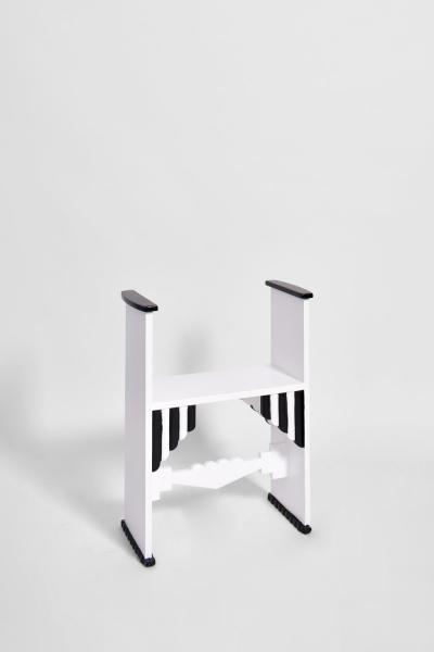 Pair of Modernist white wooden painted stools Portugal 1930s