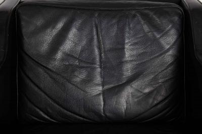 Pair of Mogens Hansen MH195 Black Leather Armchairs with Ottoman Stool