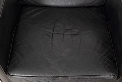 Pair of Mogens Hansen MH195 Black Leather Armchairs with Ottoman Stool