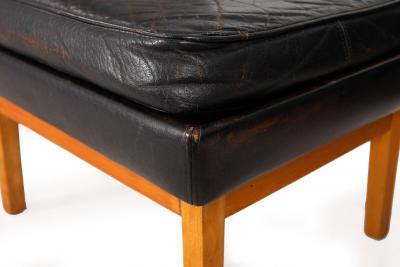 Pair of Mogens Hansen MH195 Black Leather Armchairs with Ottoman Stool