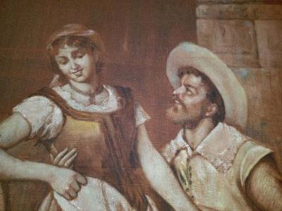 Pair of Monumental Framed Italian 18th Century Painted Tapestries