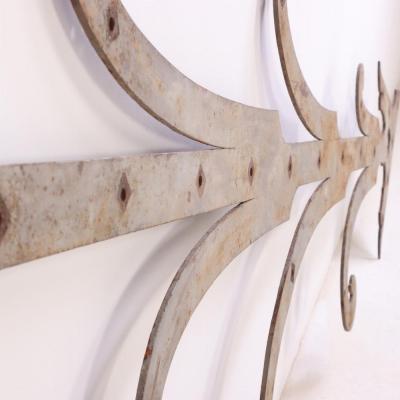 Pair of Monumental French Iron Strap Hinges Scroll and Arrow Form C 1890 