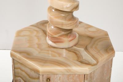 Pair of Monumental Onyx Flops Lamps