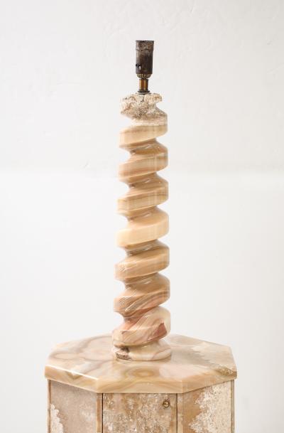 Pair of Monumental Onyx Flops Lamps