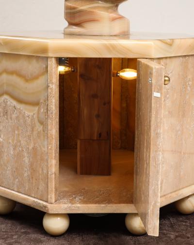 Pair of Monumental Onyx Flops Lamps