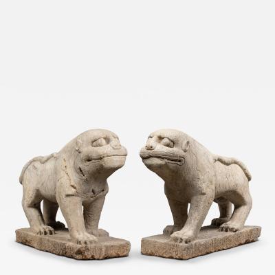 Pair of Monumental Stone Spirit Way Tigers