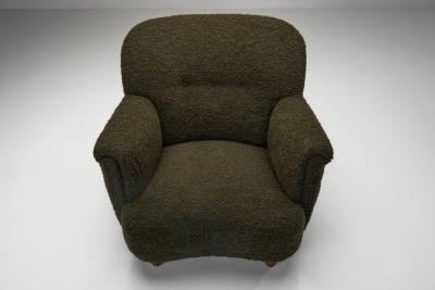 Pair of Moss Green Armchairs Europe Mid 20th Century