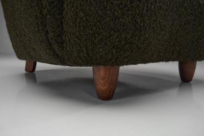 Pair of Moss Green Armchairs Europe Mid 20th Century