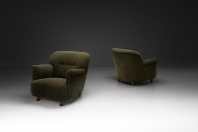 Pair of Moss Green Armchairs Europe Mid 20th Century