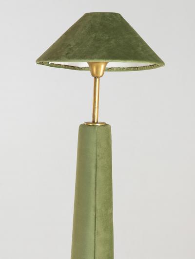 Pair of Moss Green Velvet Floor Lamps French Late 20th C 