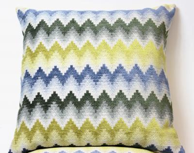Pair of Multi Color Chevron Pattern Pillows Jim Thompson Fabric