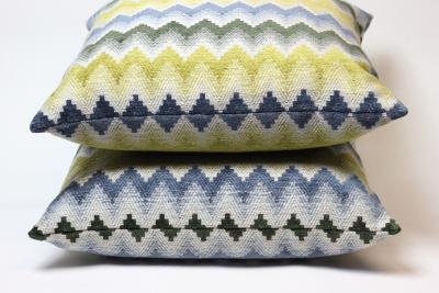 Pair of Multi Color Chevron Pattern Pillows Jim Thompson Fabric