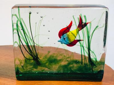 Pair of Murano Art Glass Fish Aquarium Paperweights