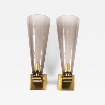 Pair of Murano Blown Fluted Amethyst Wall Lights Contemporary