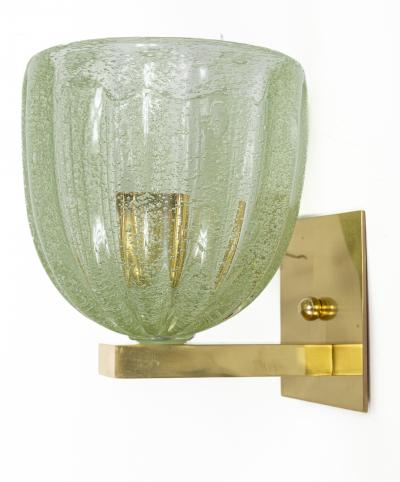 Pair of Murano Blown Lime Glass Wall Lights Contemporary UL Certified