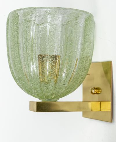 Pair of Murano Blown Lime Glass Wall Lights Contemporary UL Certified