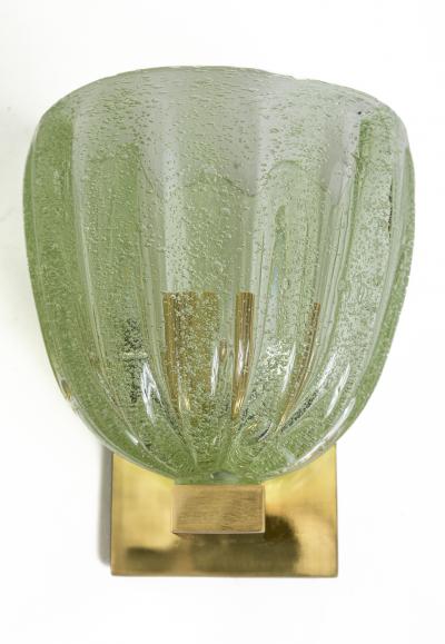Pair of Murano Blown Lime Glass Wall Lights Contemporary UL Certified