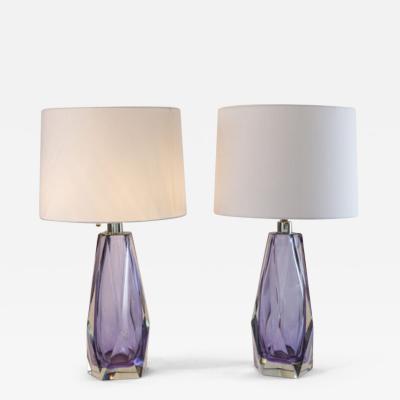 Pair of Murano Gem Faceted Lilac Table Lamps Contemporay