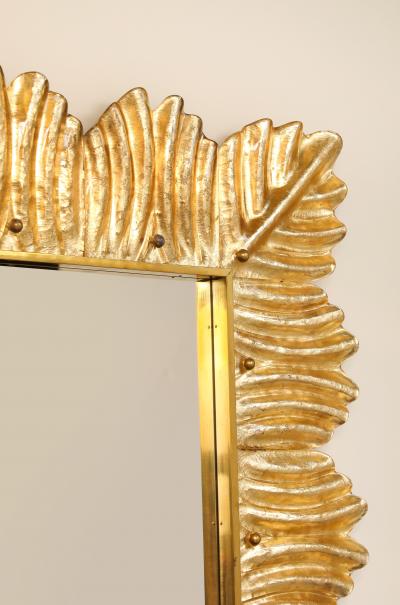 Pair of Murano Glass Mirrors with Gold Leaf and Brass Details Italy 2025