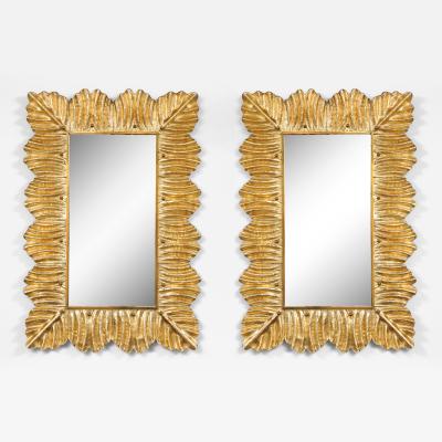 Pair of Murano Glass Mirrors with Gold Leaf and Brass Details Italy 2025
