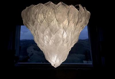 Pair of Murano Glass Polar Chandeliers Italian Modern 1970s