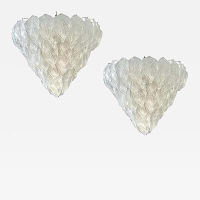 Pair of Murano Glass Polar Chandeliers Italian Modern 1970s