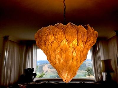 Pair of Murano Glass Polar Chandeliers Italian Modern 1970s