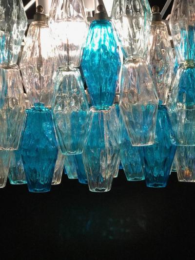 Pair of Murano Glass Poliedri Colored Chandelier in the Style of Carlo Scarpa