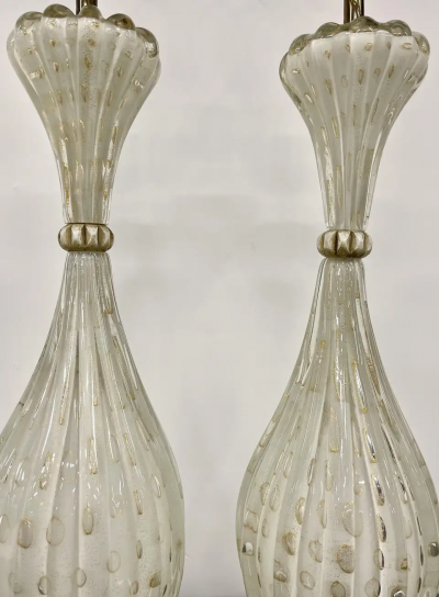Pair of Murano Glass Speckle Table Lamps Mid Century Modern