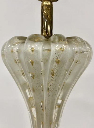 Pair of Murano Glass Speckle Table Lamps Mid Century Modern